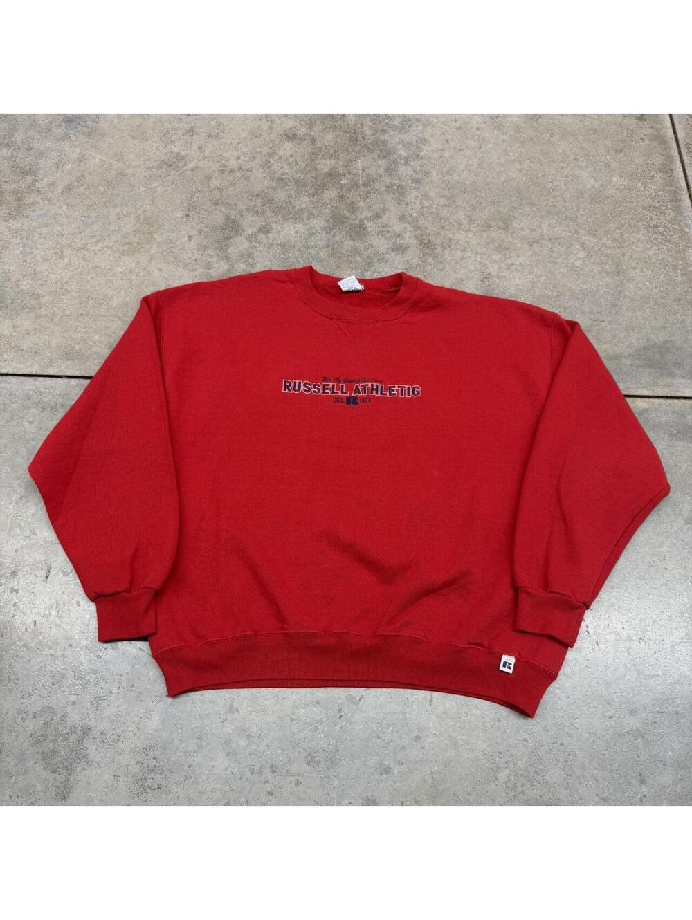 vintage russell athletics red spell out crewneck size xl